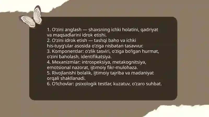 Shaxsning oʻzini anglash psixologiyasi 4