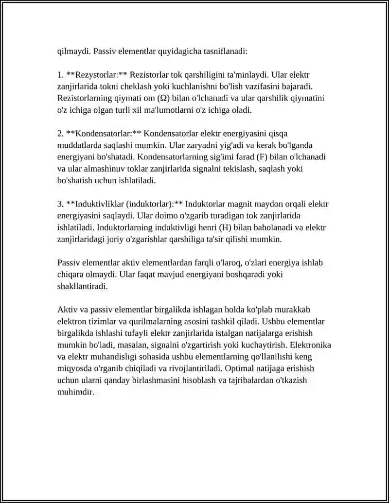 ELEKTR ZANJIRNING AKTIV VA PASSIV ELEMENTLARI 4