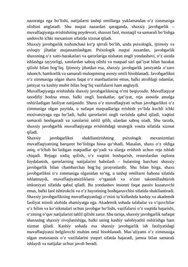 Shaxsiy Javobgarlikni Shakllantirish 4