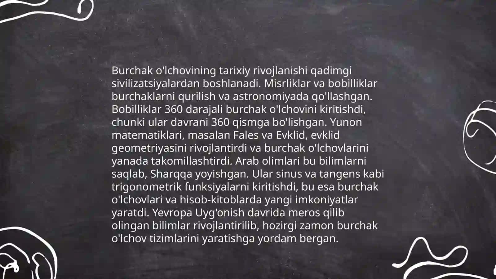 Burchak o'lchovlari turlari va xususiyatlari 4