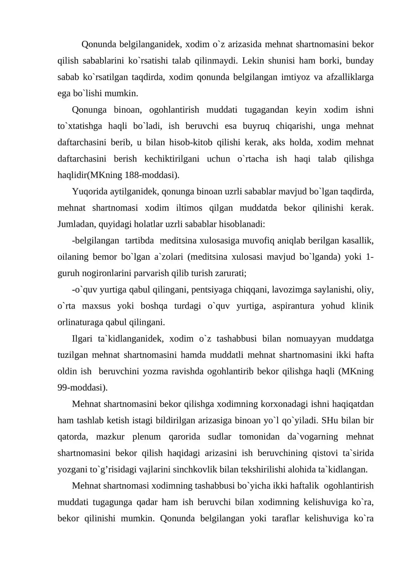 Mehnat shartnomasini bekor qilish 4