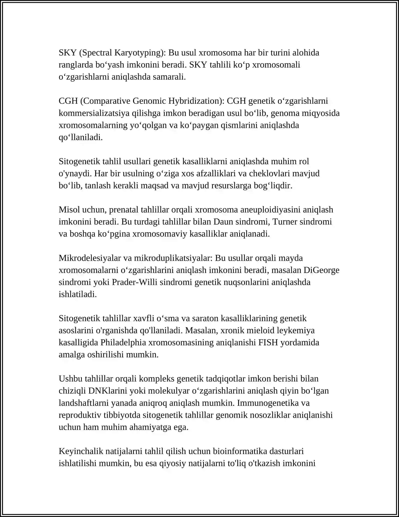 ODAM GENETIKASINING O‘RGANISH USULLARI: SITOGENETIK, DERMATOGLIFIKA, BIOKIMYOVIY 4