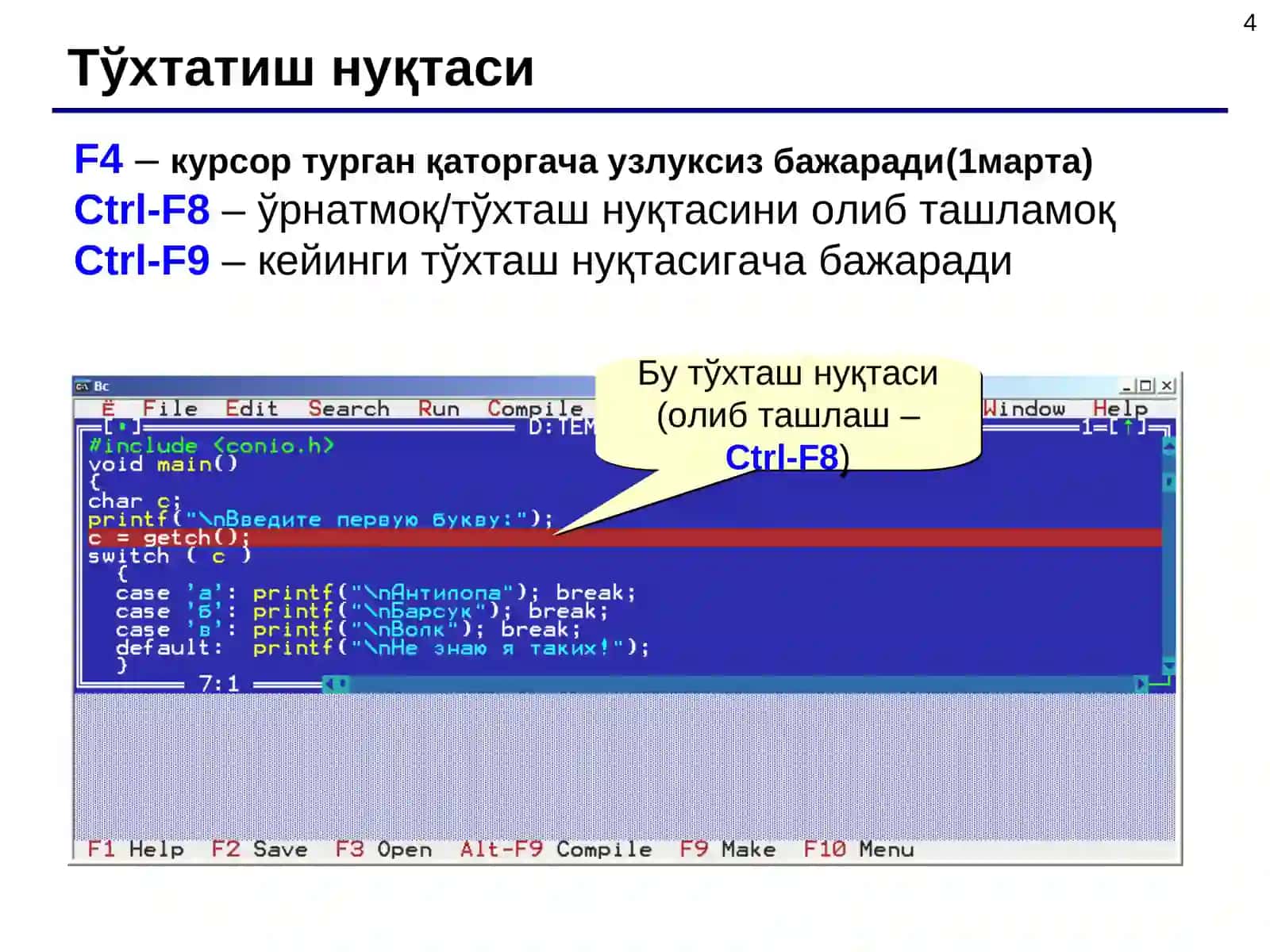 Borland C++ дастурси созлаш 4