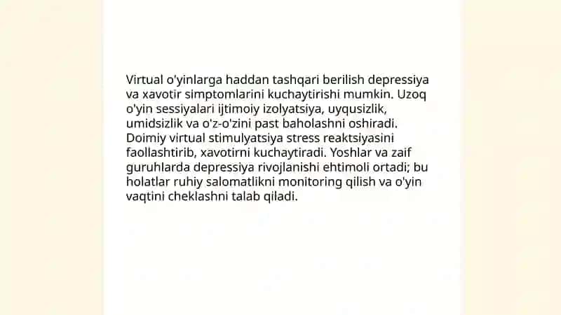 Virtual o'yinlarning asoratlari 4