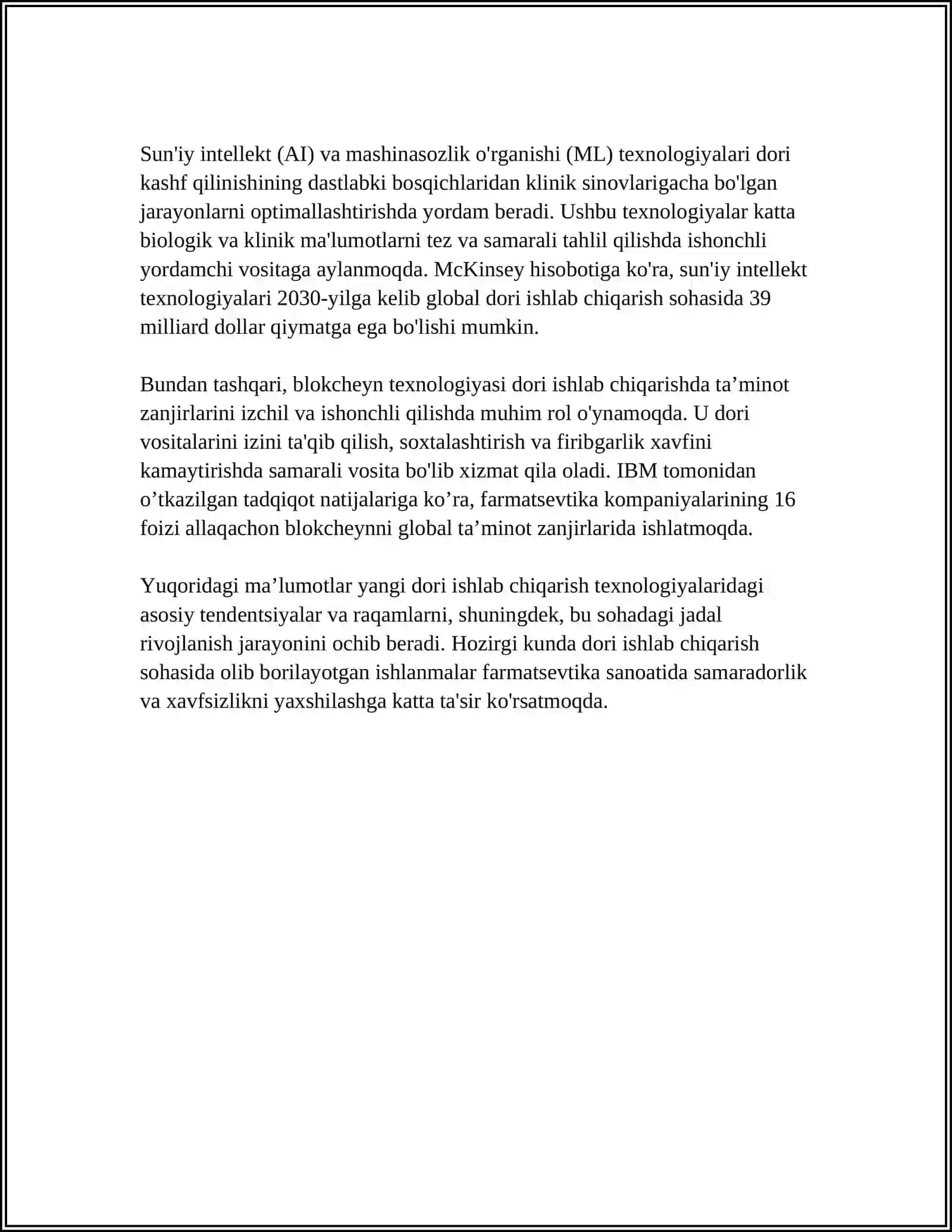 Sanoat Farmatsiya Yonalishi Mutahasislika Kirish 4