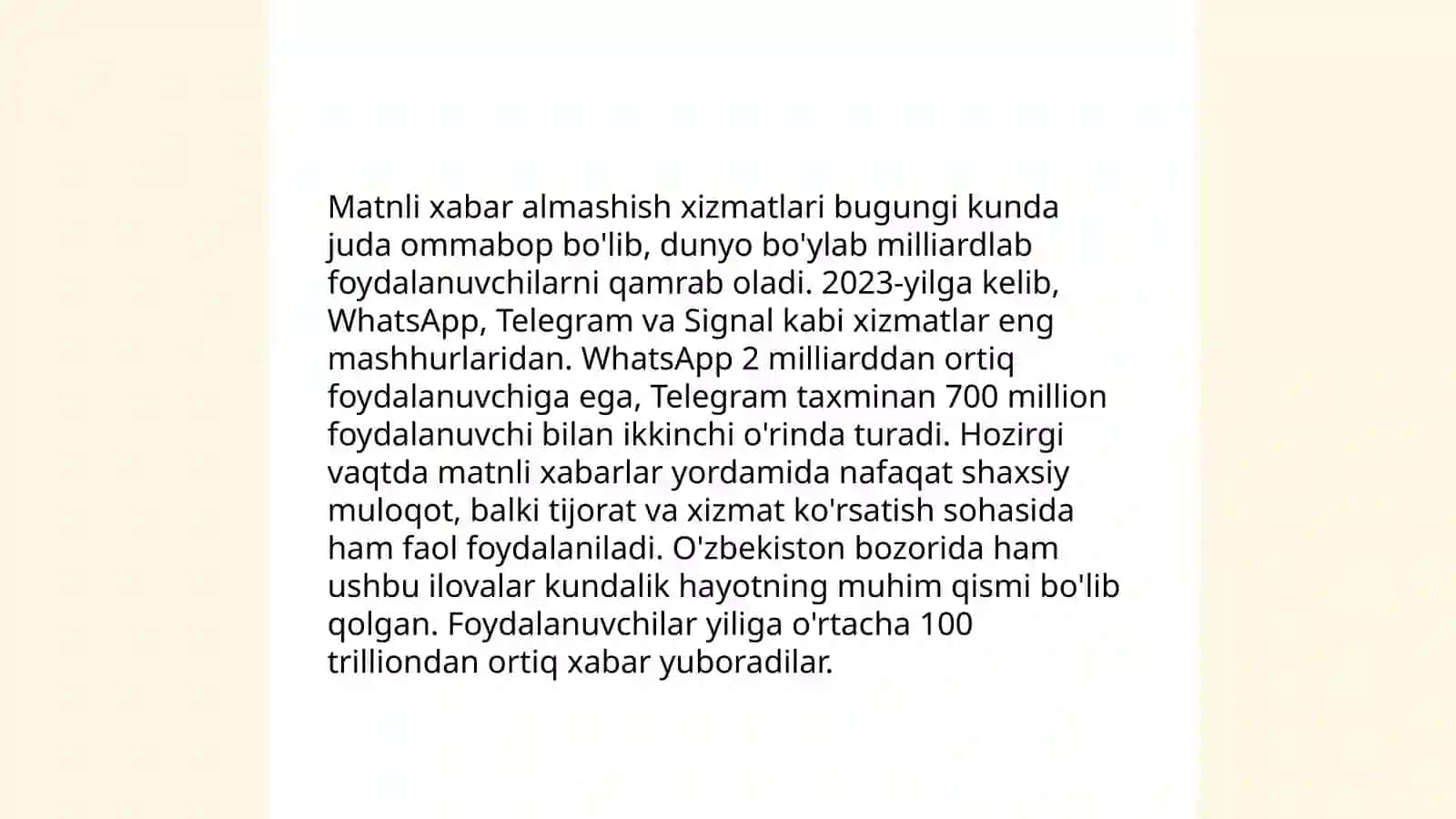 Internetda xabar almashish va so'zlashuv xizmatlari 4