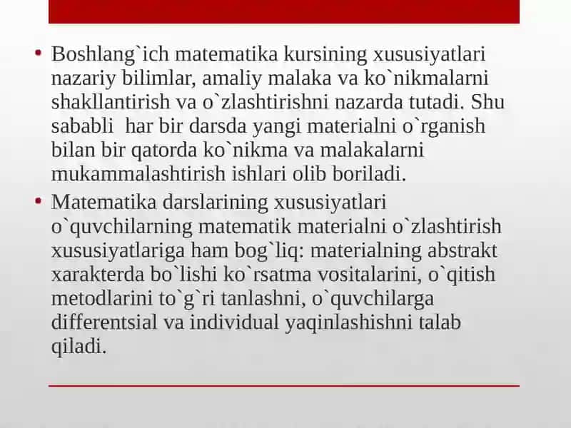 Boshlang'ich sinflarda matematika o'qitish o'quv vositalari 4