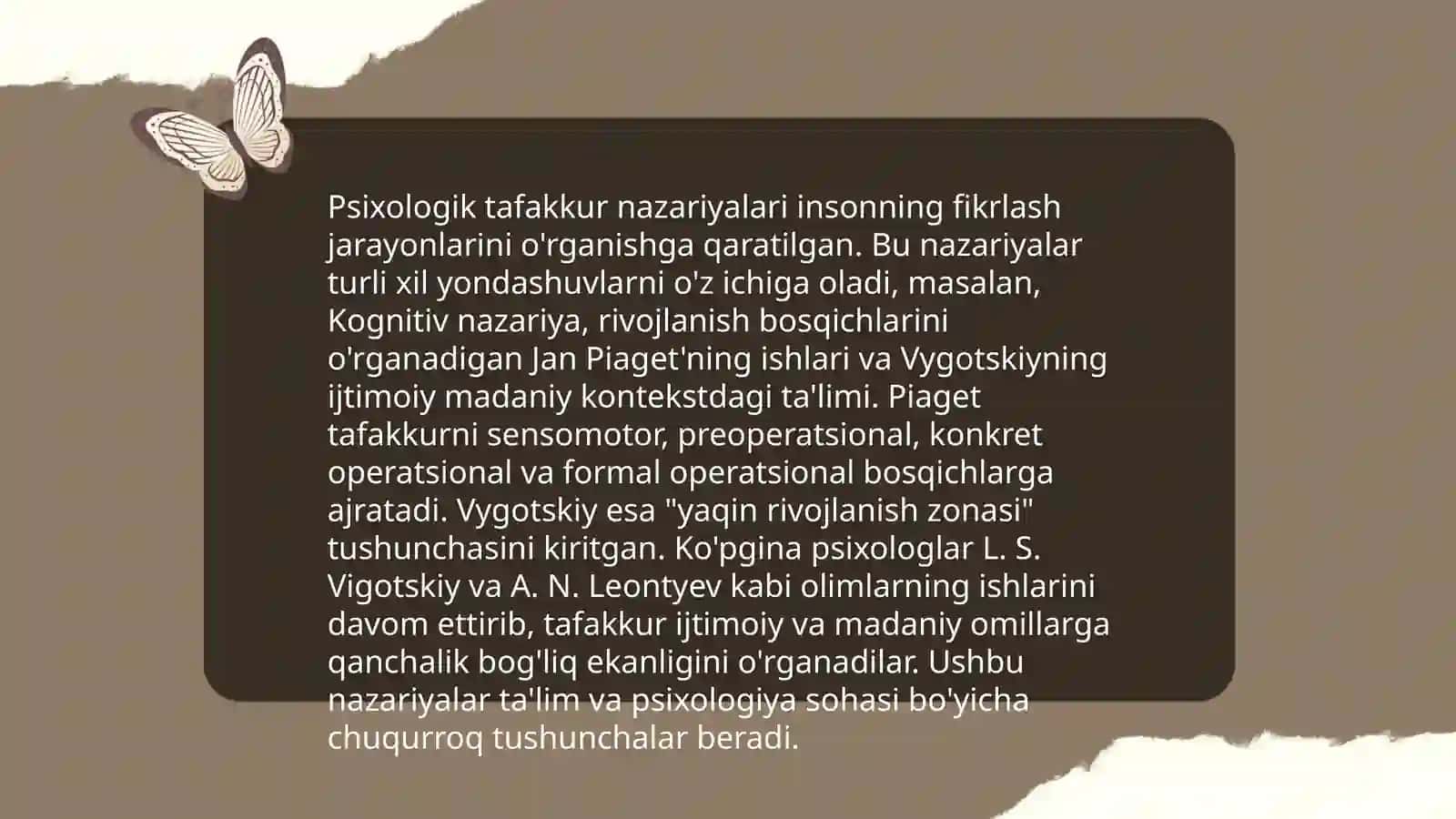 Taffakur borasidagi psixologik nazariyalar 4