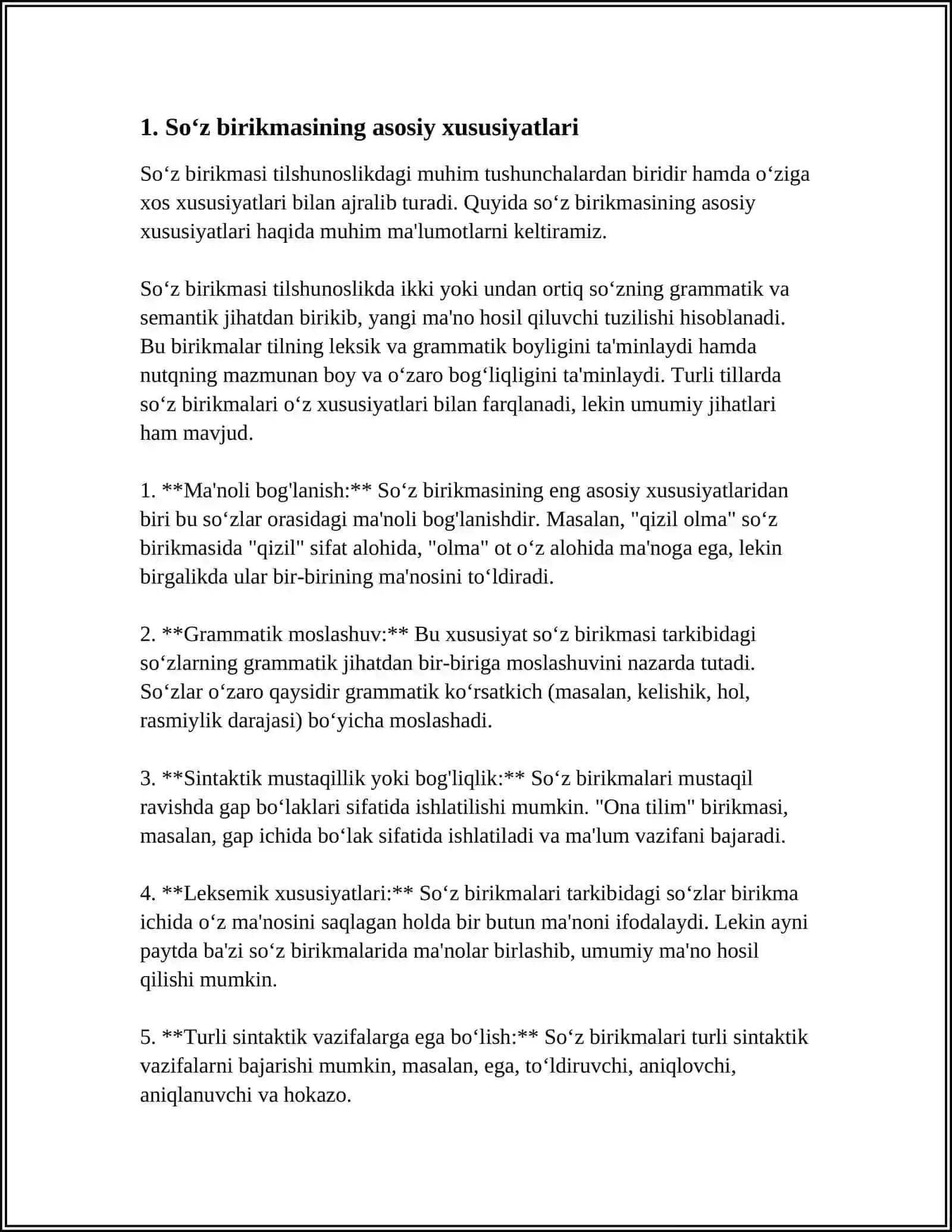 SOʻZ BIRIKMASIDA SOʻZLARNING OʻZARO BIRIKISH USULLARI HAQIDA KURS ISHI 4