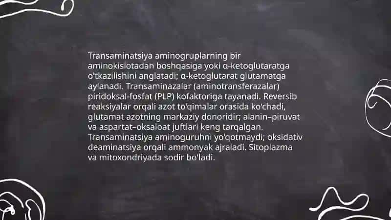 Aminokislotalar almashinuvining umumiy yo‘li 4