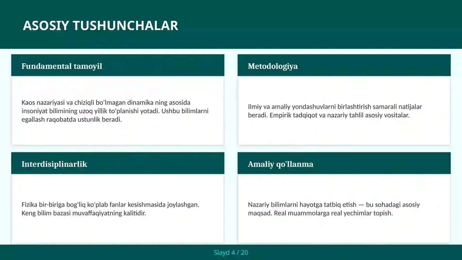 Kaos nazariyasi va chiziqli bo'lmagan dinamika 4