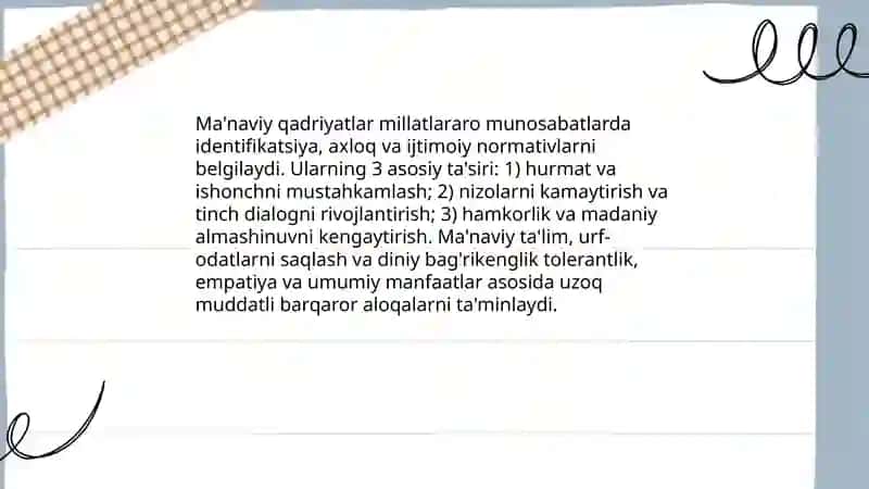 Millatlararo munosabatlarni rivojlantirishning madaniy-ma'naviy omillar 4