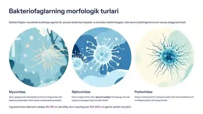 Bakteriofaglar, morfologiyasi, strukturasi, repraduksiyasi, amaliyotda   (davolashda, identifikatsiyada, profilaktikada) qo'llanilishi 4