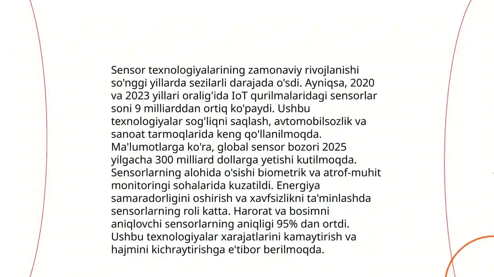 Sensor tizimini rivojlanishining xususiyatlari 4