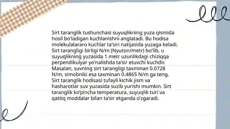 Sirt taranglikning asosiy tushunchalari 4