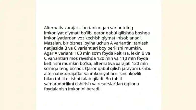 Alternativ xarajatlar 4