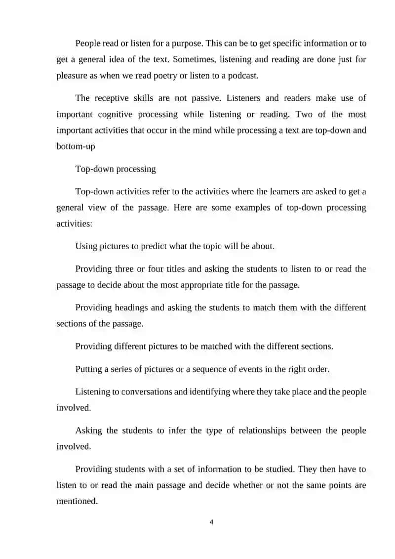Activity design and presentation on receptive skills 4