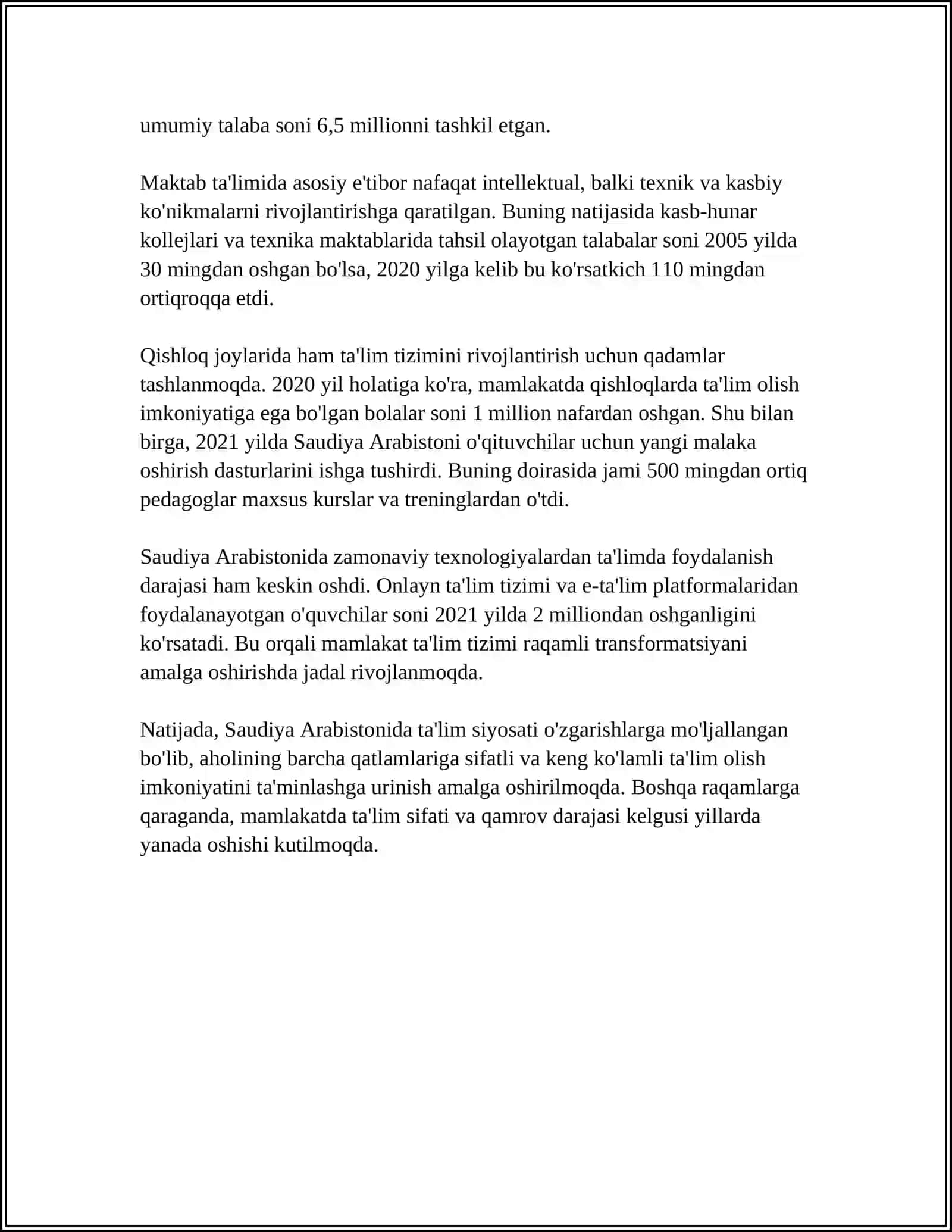 IQTISODIY RIVOJLANGAN MAMLAKATLARDA TA'LIM TIZIMI( SAUDIYA ARABISTONI MISOLIDA) 4