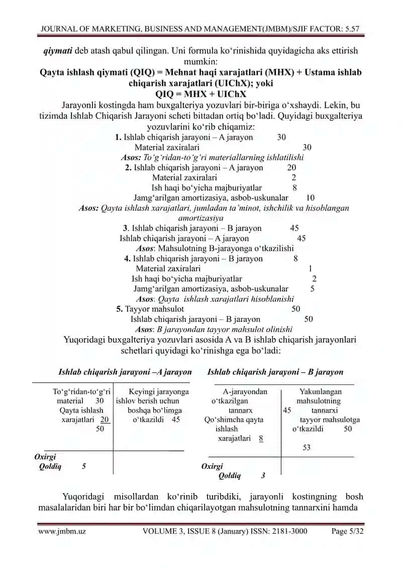 MAHSULOT TANNARXINI JARAYONLI KOSTINGI (PROSSES COSTING) 4