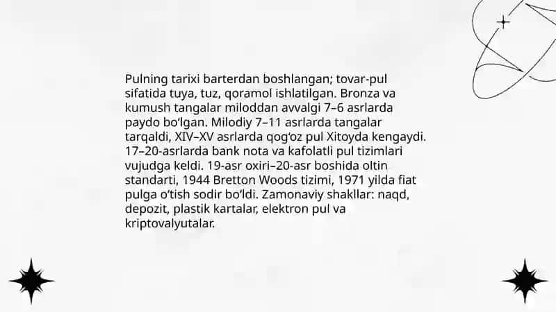 Pulning ta'rifi va funksiyalari 4