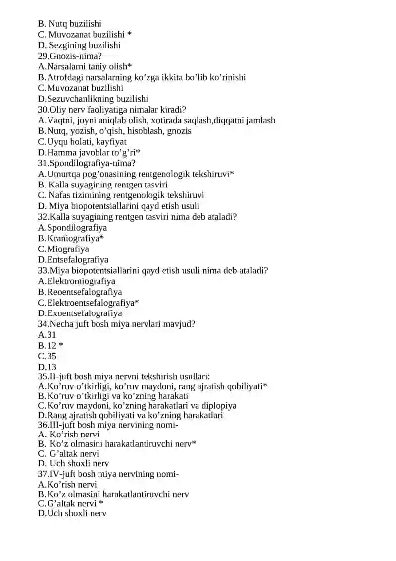 Nevropatologiya va psixiatriya test banki 4