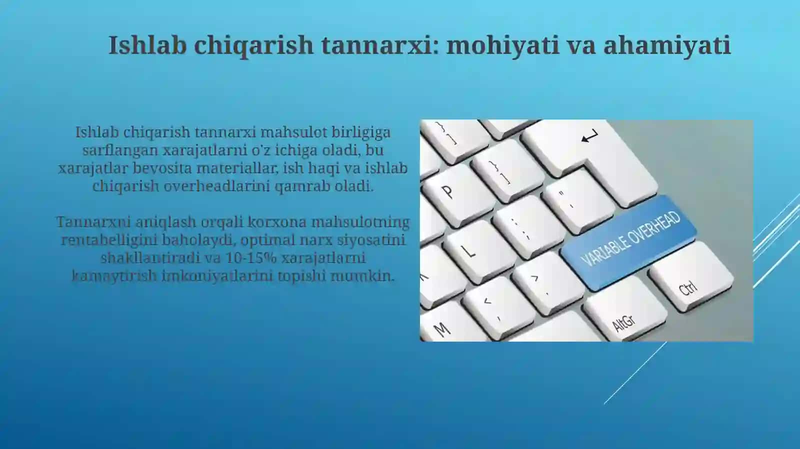 Xarajatlarning tasniflanishi 4