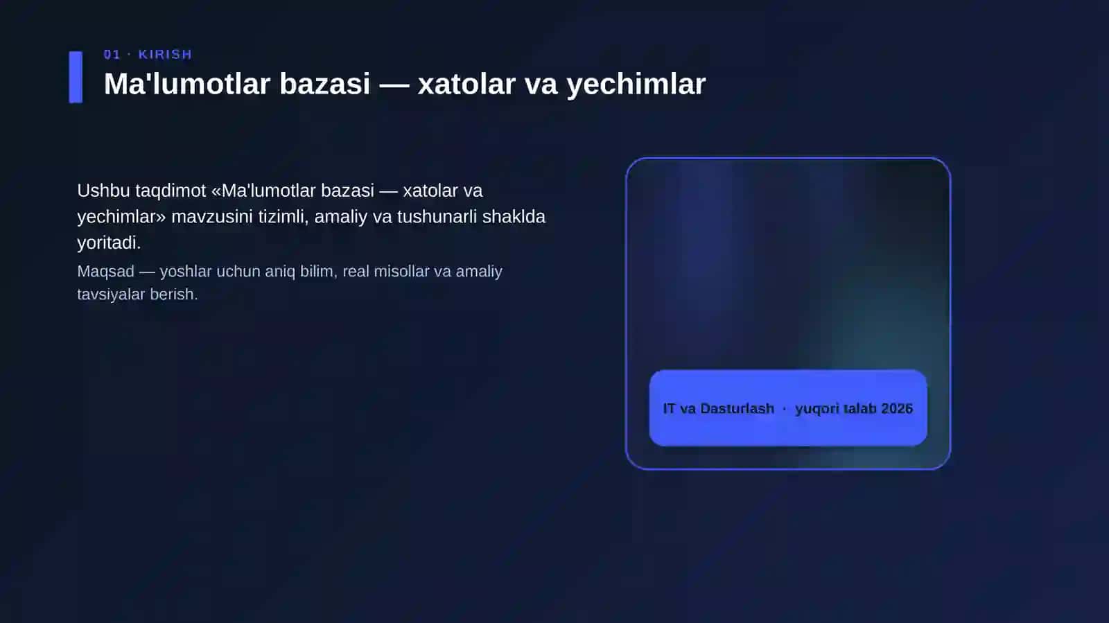 Ma'lumotlar bazasi — xatolar va yechimlar 4