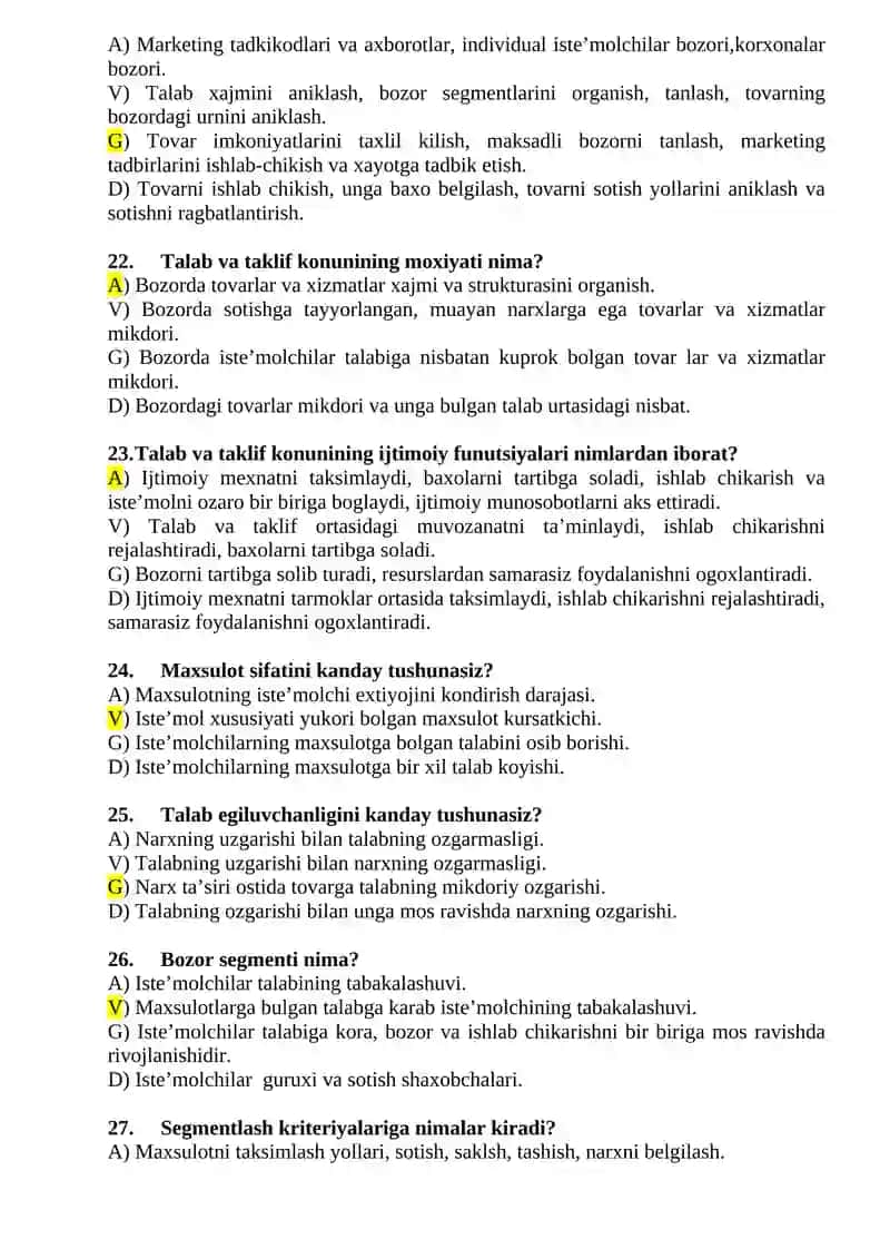Marketing fanidan test savollari 4