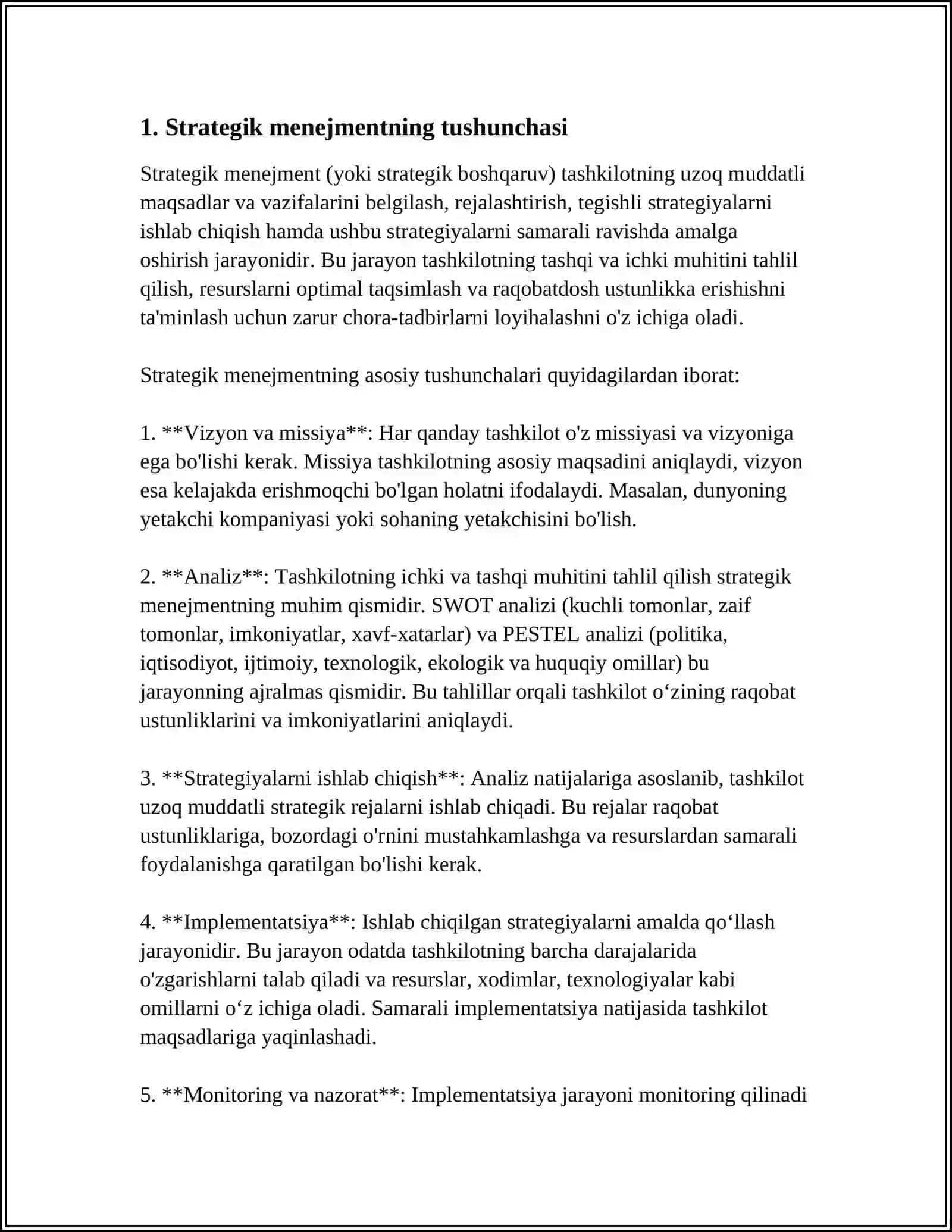 STRATEGIK MENEJMENTNING VAZIFALARI VA MAQSADLARINI BELGILASH 4