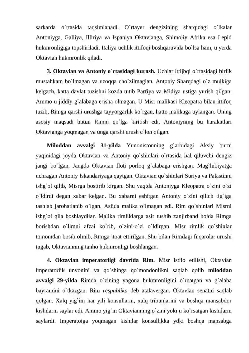 Rimda respublikaning qulashi va saltanatning tashkil topishi 4