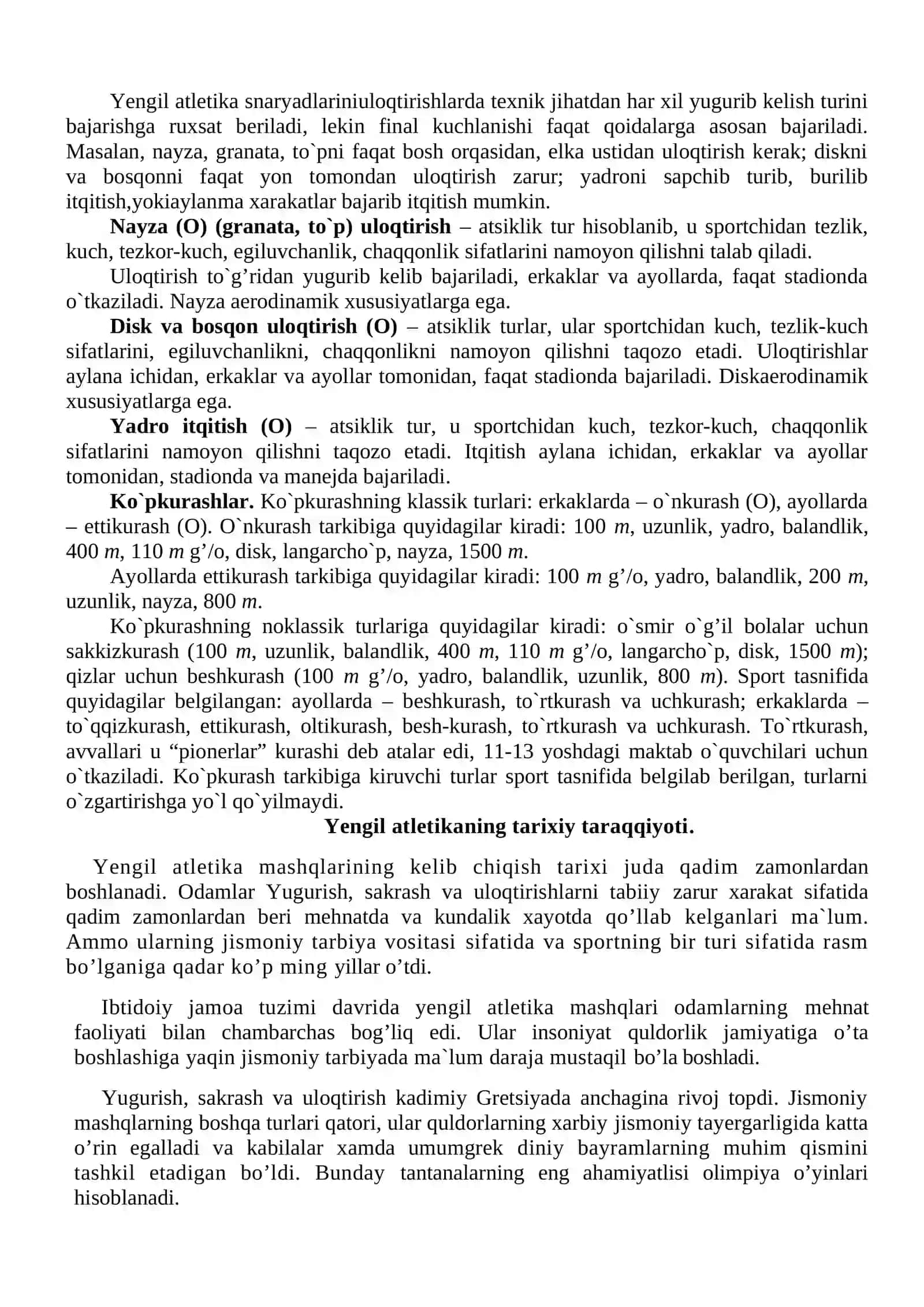 Yengil atletikani o’rgatish metodikasi 4