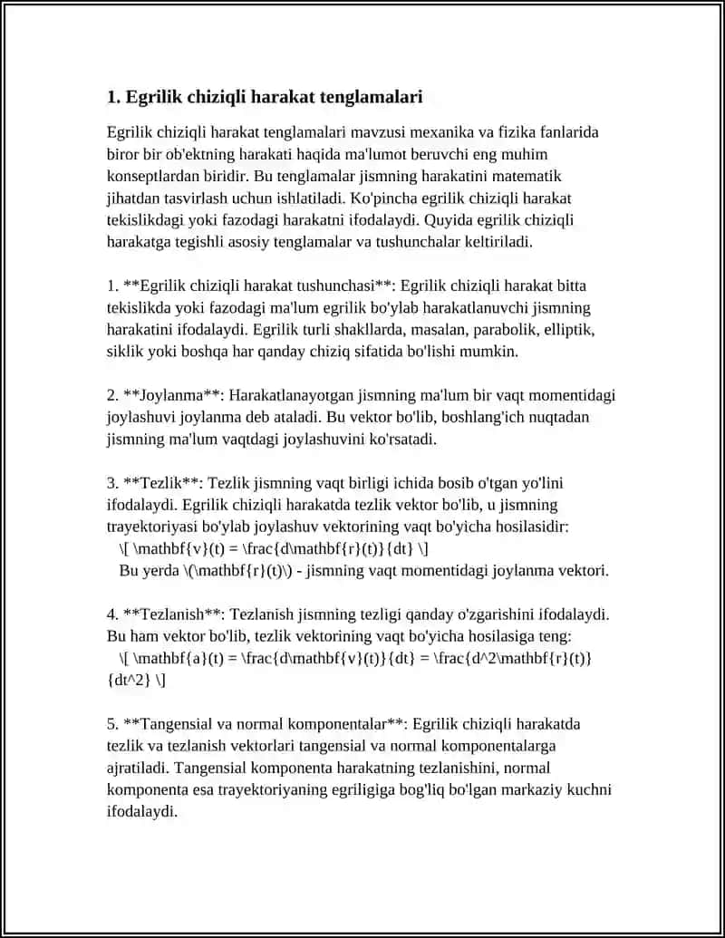 Egrilik chiziqli va aylanma harakatlari 4