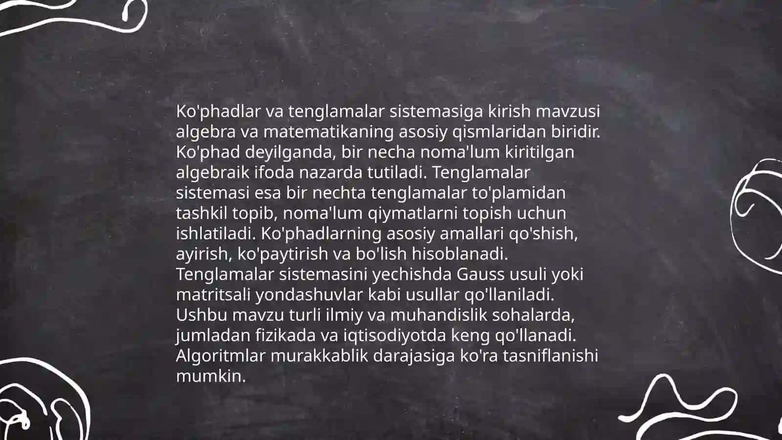 Chiziqli algebraik tenglamalar sistemasi va uning yechimi 4