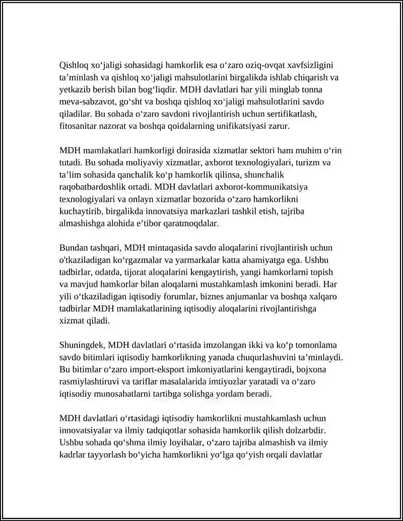 MDH MAMLAKATLARI BILAN BIR VA KO’P TOMONLAMA HAMKORLIK ALOQALARINING RIVOJLANISHI 4