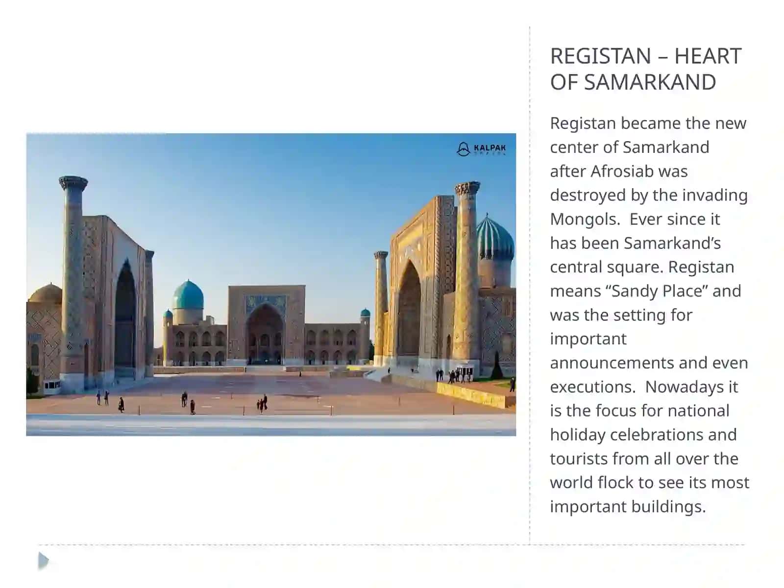 Samarkand. Describe ancient places of Uzbekistan 4