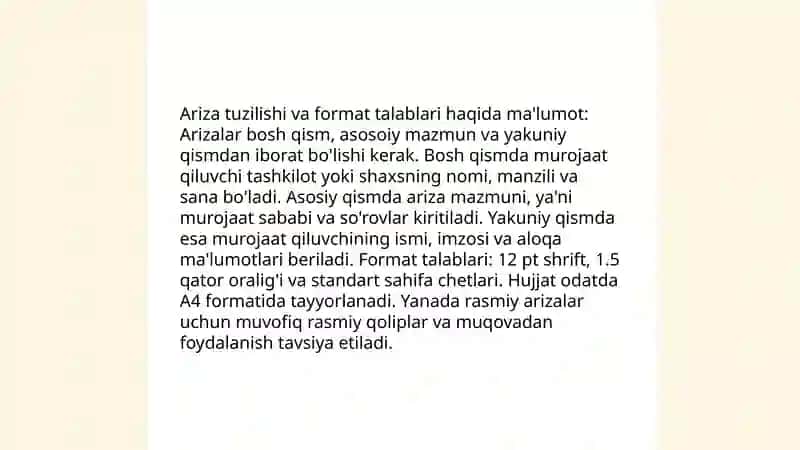 Ariza yozish qoidalari 4