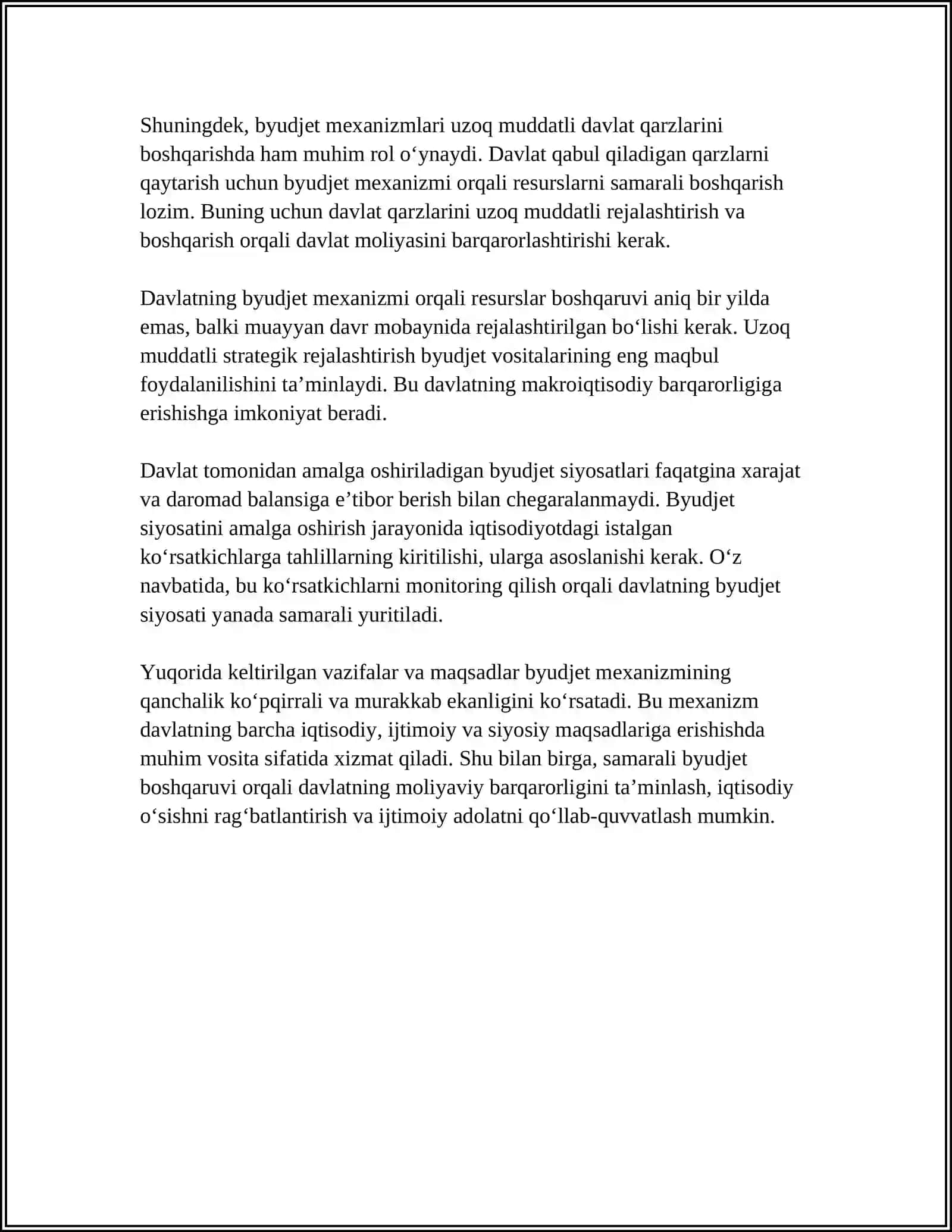 "BYUDJET MEXANIZIMI " TUSHUNCHASI 4