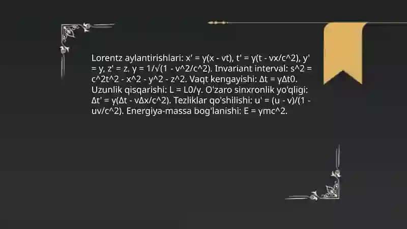 Maxsus nisbiylik nazariyasi 4