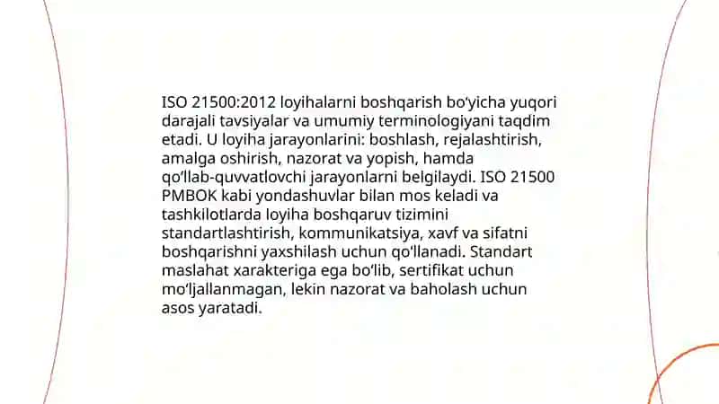Loyihalarni boshqarishda standartlashtirish 4