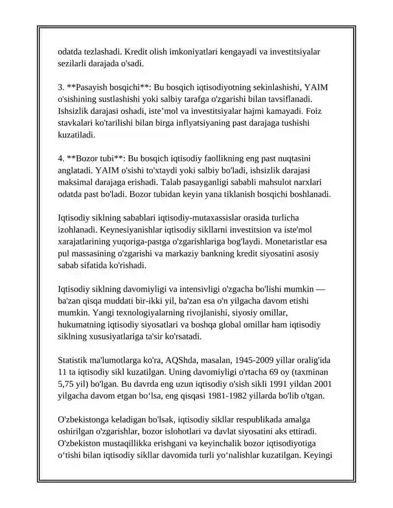 IQTISODIY RIVOJLANISHNING SIKLLILIGI VA IQTISODIY SIKL NAZARIYALARI 4