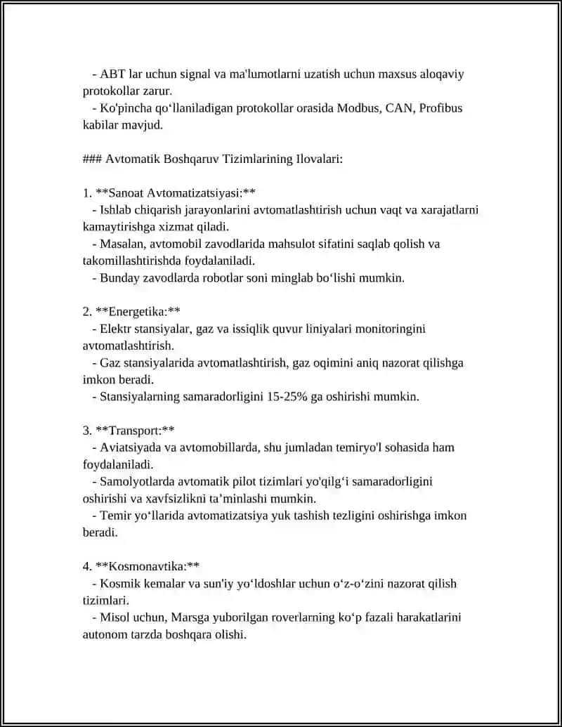 Avtomatik boshqaruv tizimlari 4
