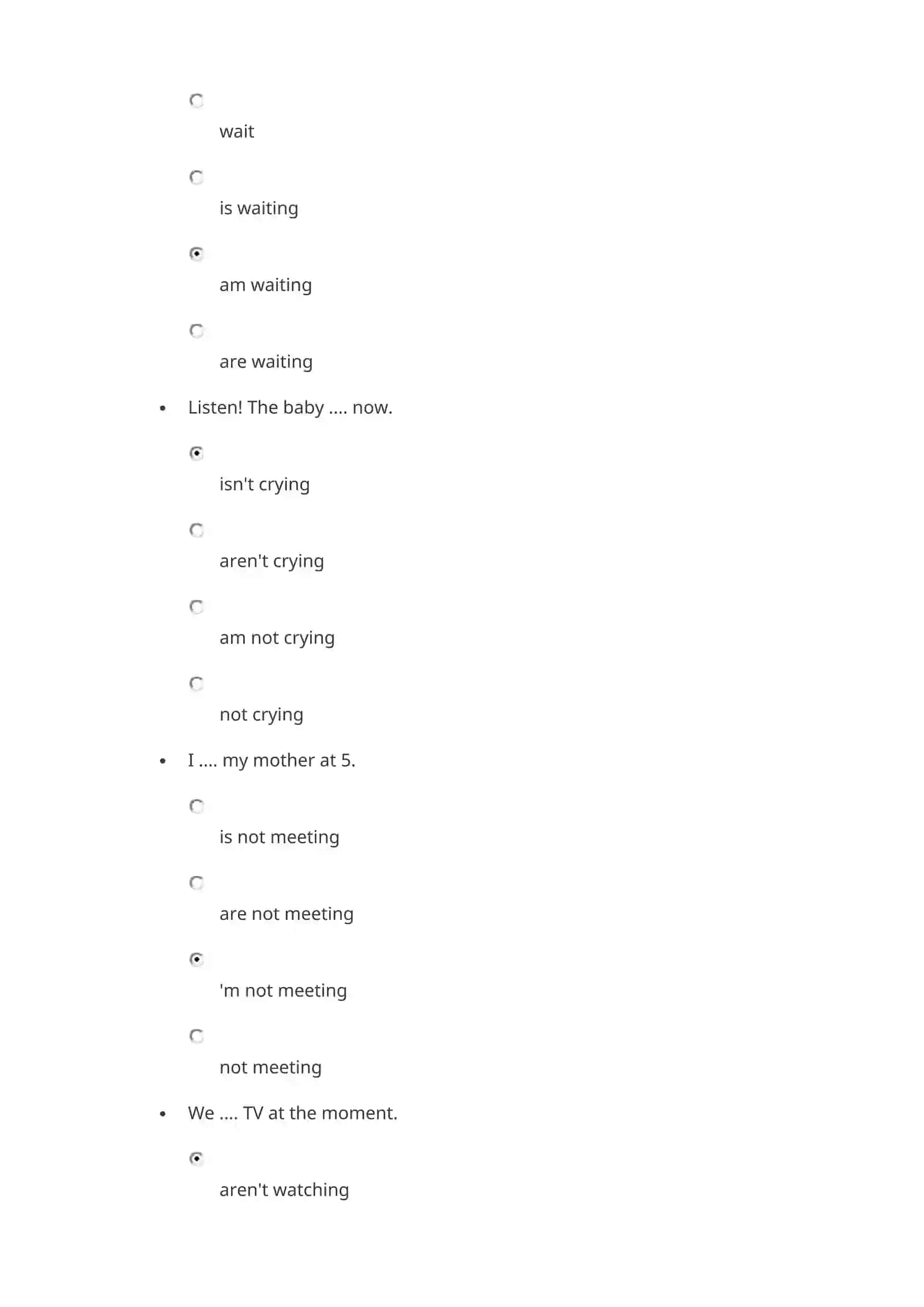 Present Continuous zamoniga oid testlar 4