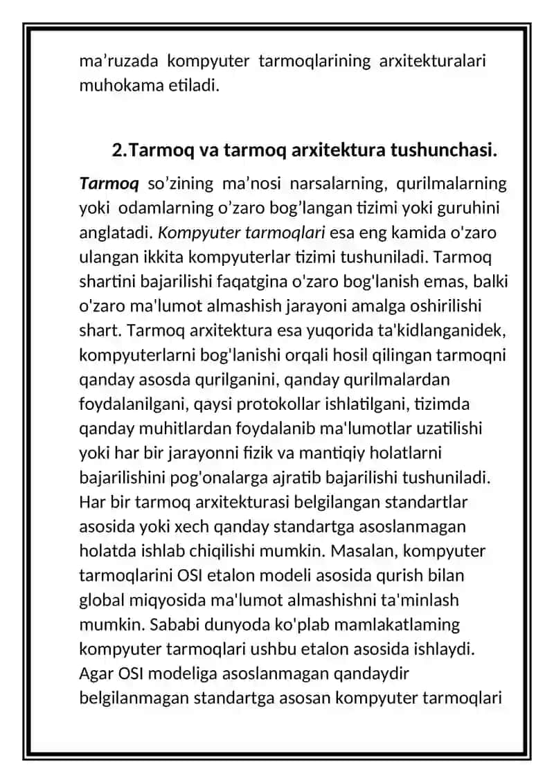 Tarmoq arxitekturasi 4