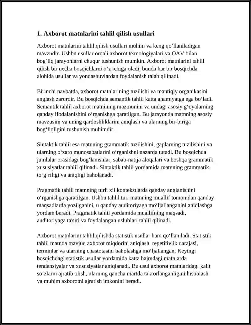 AXBOROT MATNLAR BILAN ISHLASH VA MEDIA MA'DANIYAT 4