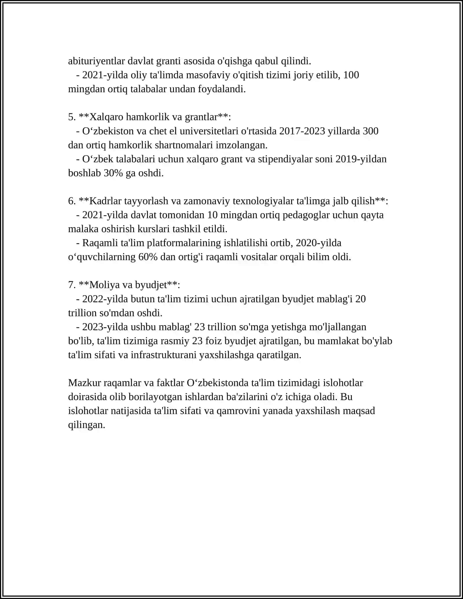 O‘ZBEKISTONDA IJTIMOIY SOHADA AMALGA OSHIRILGAN OʻZGARIWLAR 4