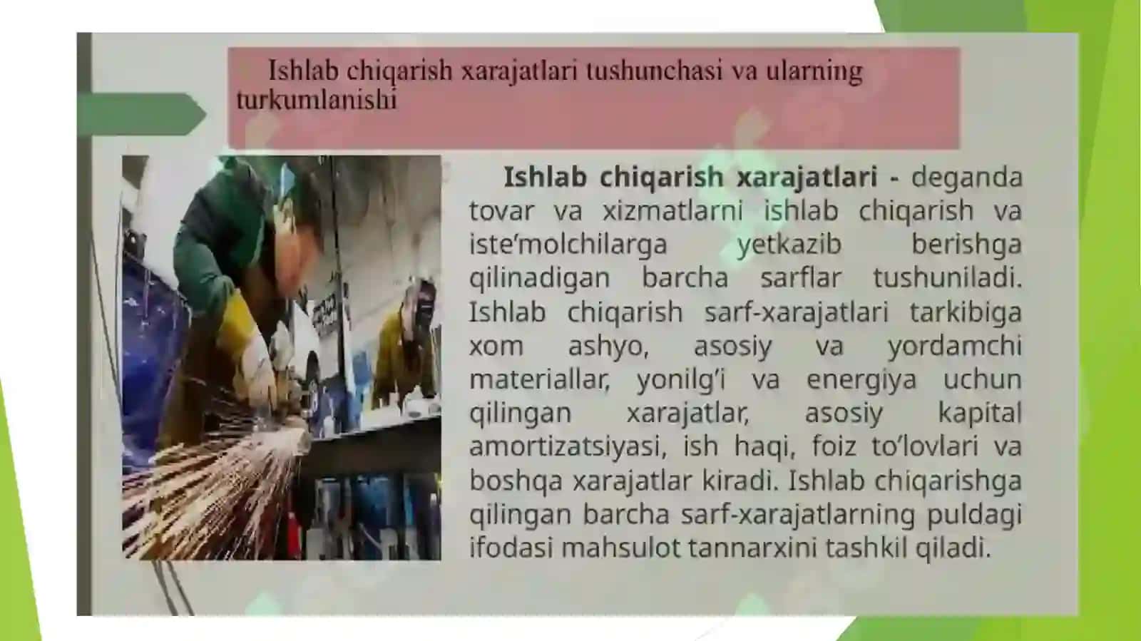ASOSIY VA YORDAMCHI ISHLAB CHIQARISH XARAJATLARI 4