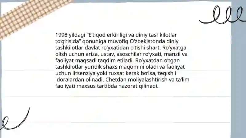 Oʼzbekistonda faoliyat yurituvchi diniy tashkilotlar 4