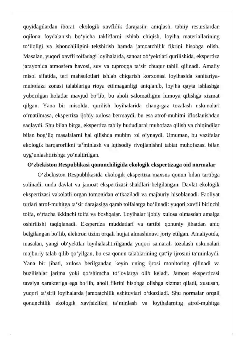 Ekologik ekspertiza tushunchasi, turlari va o‘tkazish tartibi 4