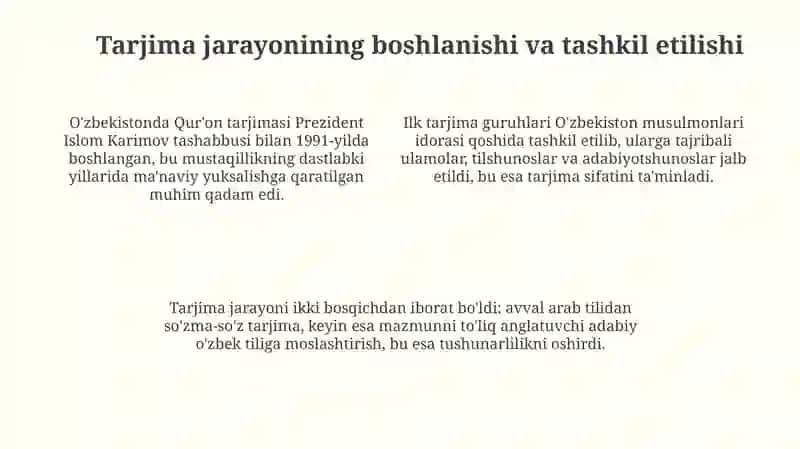 Mustaqillik yillarida Qurʼonning oʼzbek tiliga tarjima qilinishi 4