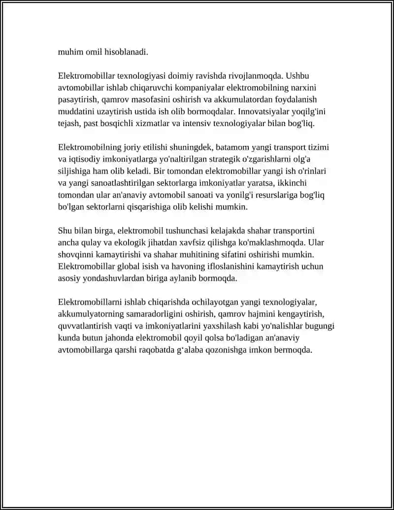 ELEKTROMOBILLAR HAQIDA UMUMIY TUSHUNCHA 4